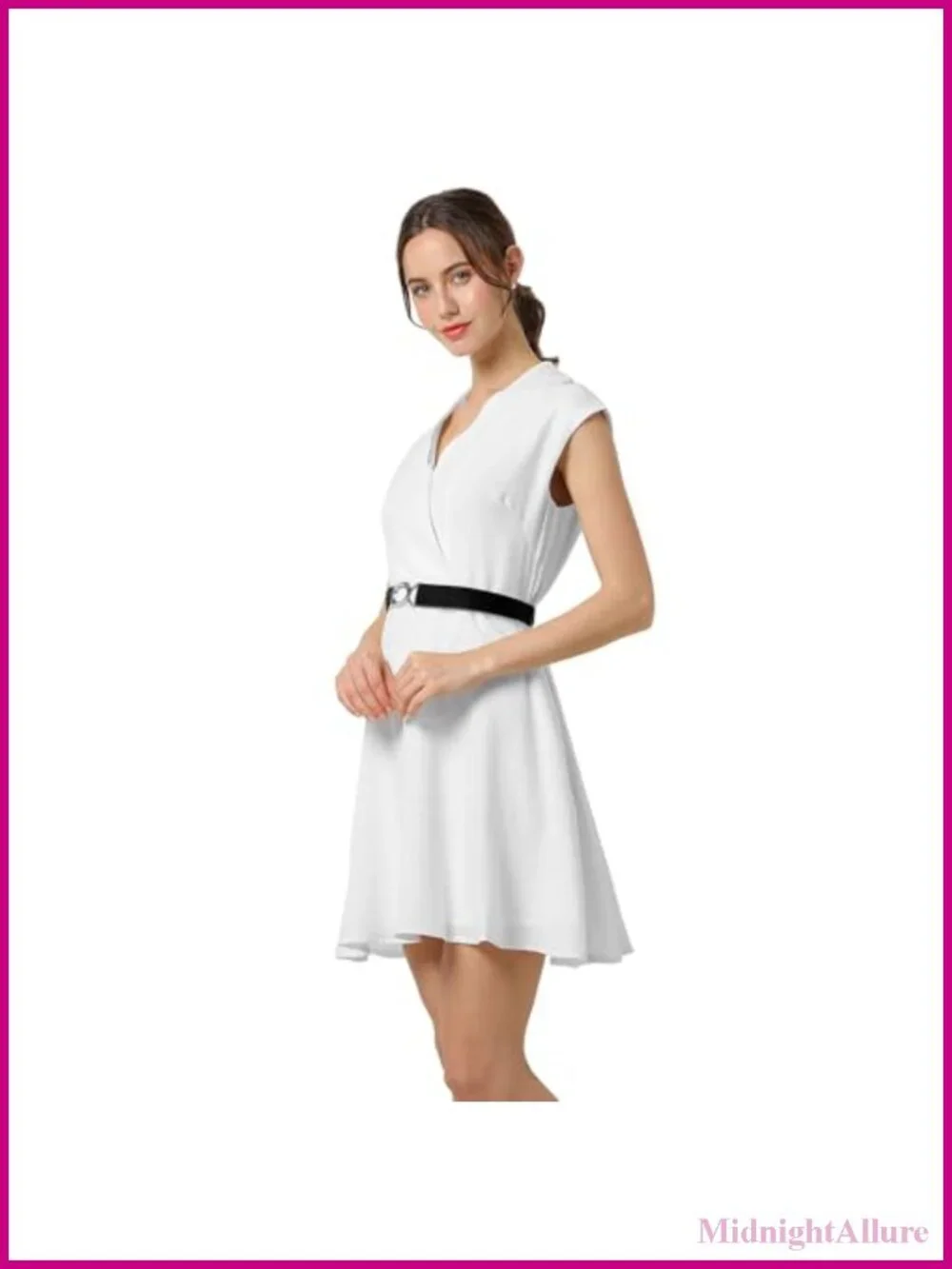 Womens Stretch Belt Adjustable Elastic Waist Belt Metal Buckle Dress Belt